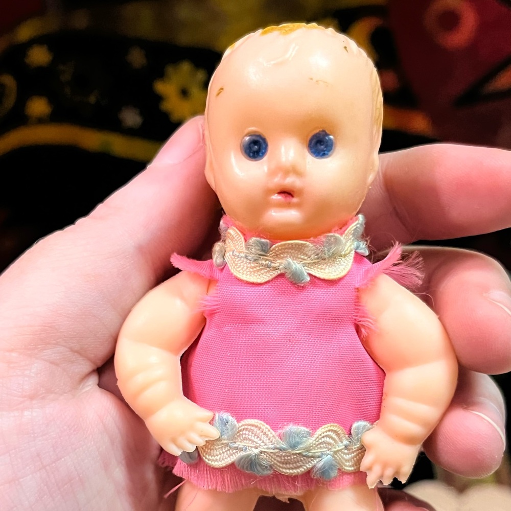 VTG Vintage Celluloid Plastic Made in Hong Kong Mini Baby Doll - Picture 2 of 7